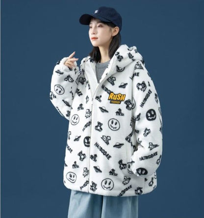 超人気 シンプル 海外トレンド ラムウールコート Etand ネック/フード付き E-5633