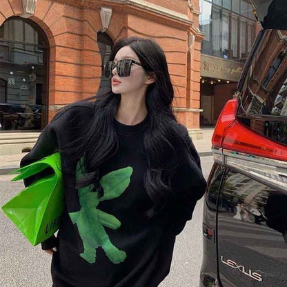 トレンドアイテム 2色選択 個性的なデザイン ニットセーター E-10361