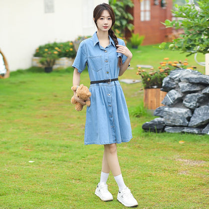 超人気 今季マストバイ カジュアル デニム ワンピース<ins-8332>