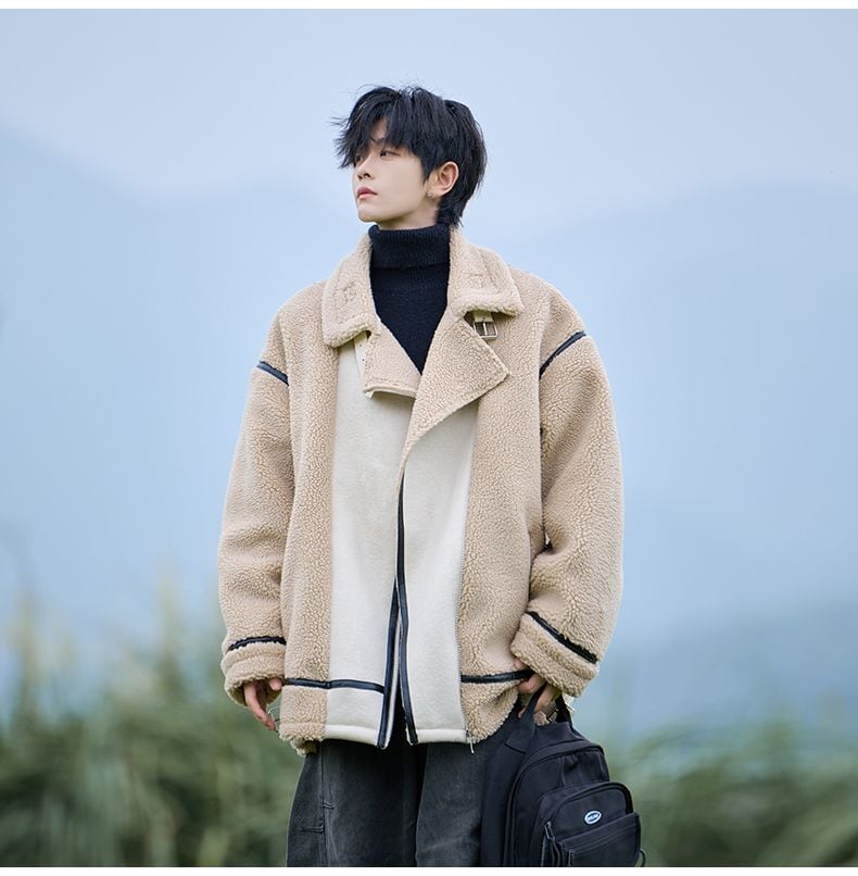 冬新作 ムートン風 暖かい 3色展開 ジャケットE-12583