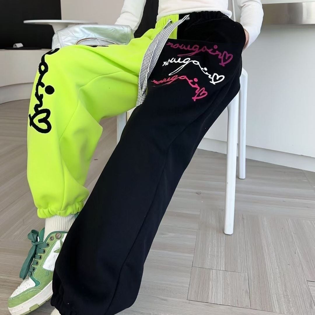 着?せ刺?ロゴ裏起毛ジョガーパンツ全3色E-4491