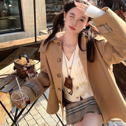 絶対欲しい おしゃれ度高め 上品 切り替え オーバーコート+スカートセットE-9518