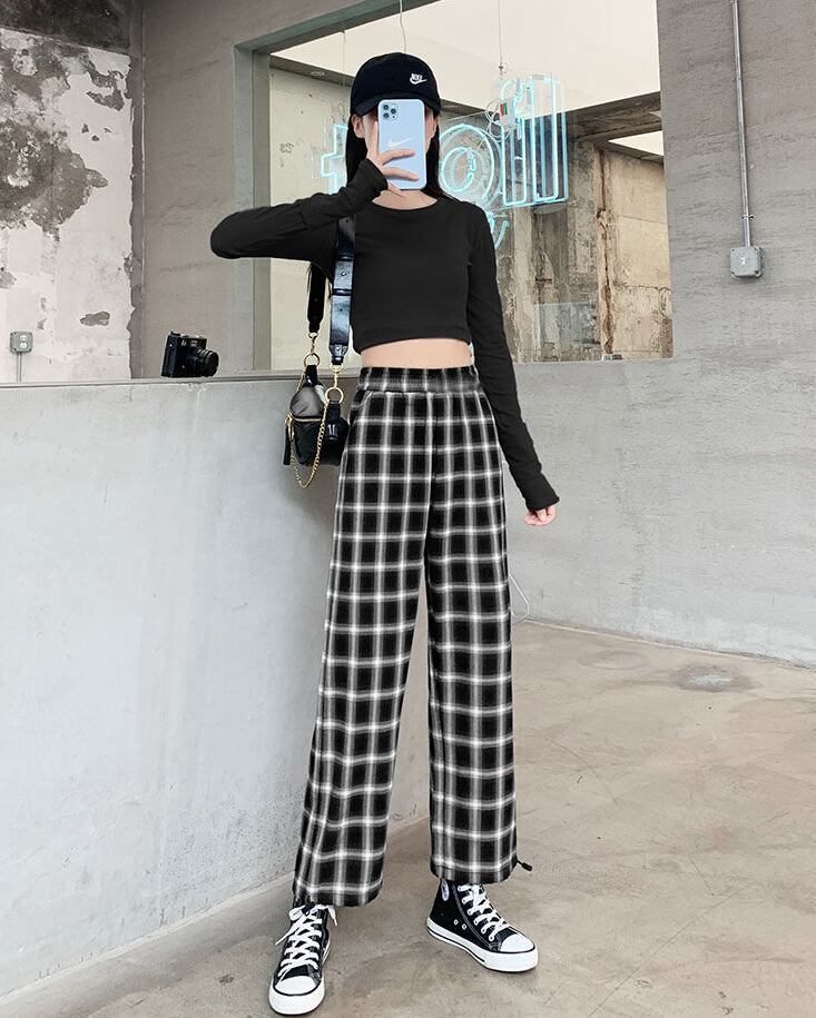 存在感抜群 ファッション感満々 トレンドアイテム チェック柄 カジュアルパンツ E-9861