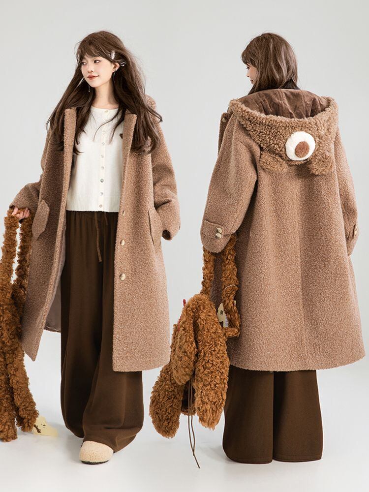 超人気 絶対流行 高級感溢れる 大人可愛い デザイン性抜群 ロングウールコートE-9948