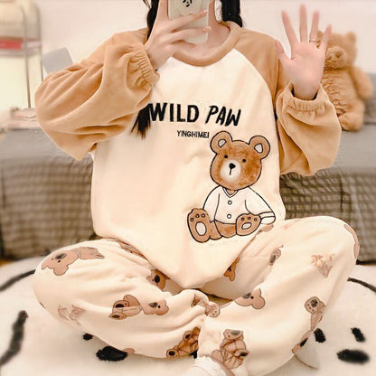 新商品 デザイン性抜群 大人可愛い 着心地良い 4種選択 コーラルベルベットパジャマ トップス+パンツセット E-9765