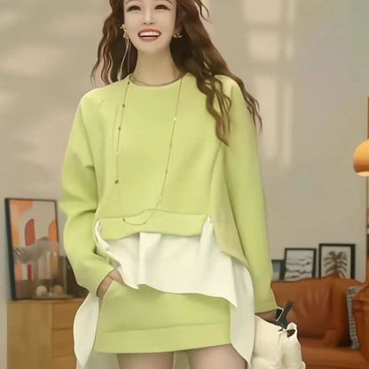 都市ファッショ デザイン オシャレ 切り替え 2色選択 セットアップE-10473