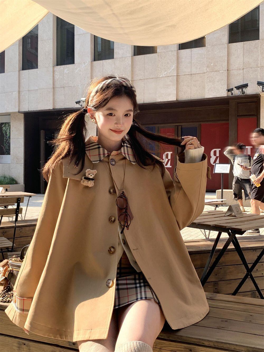 絶対欲しい おしゃれ度高め 上品 切り替え オーバーコート+スカートセットE-9518