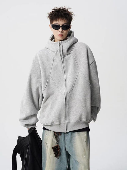 ファッション感満々 切り替え 2色選択 男女兼用 ジップアップパーカーE-12543