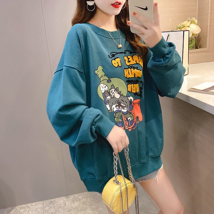 定番シンプル プリント カジュアル 4色選択 スウェットE-10931