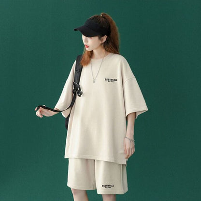 【半額セール】早い者勝ち  男女兼用 半袖Ｔシャツⅹパンツセット全4色E-6549