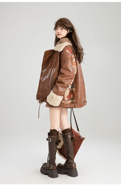 絶対流行 アバンギャルド おしゃれ度高め 切り替え 上品 Pu レザーコットンコート E-9883