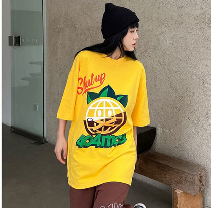 話題沸騰中 おしゃれ度高め 活躍する優秀アイテム プリント 半袖 Tシャツ E-9325