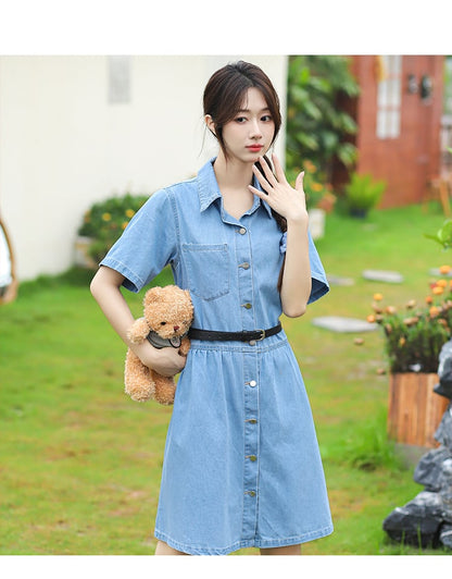 超人気 今季マストバイ カジュアル デニム ワンピース<ins-8332>