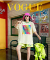 話題沸騰中 都市ファッショ オシャレ デザイン  ゆったり プリント 半袖TシャツiEf-9171