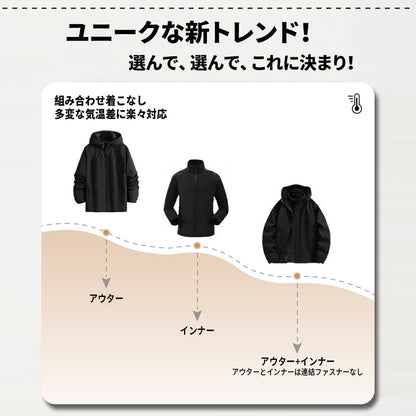 防寒 暖かい 脱着可能ボアライナー付き 撥水加工男女兼用  3way マウンテンジャケット E-12564