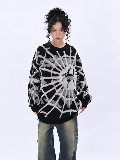 おしゃれ度アップビッグ刺?ロゴゆったりニットセーター全2色   E-4572