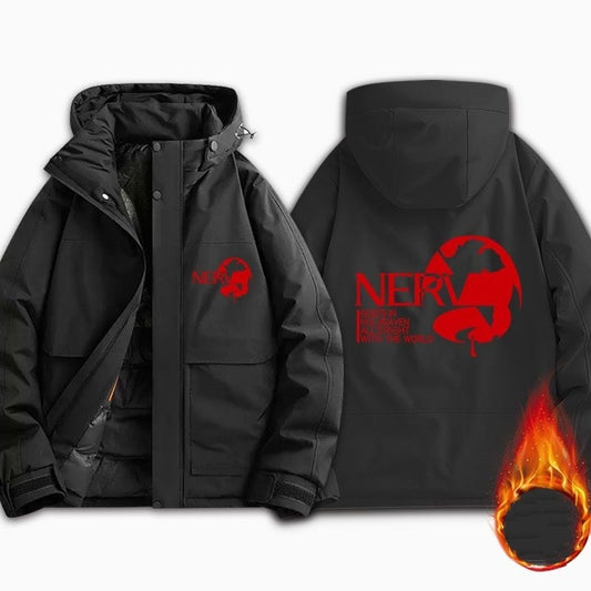 激安セール  防寒  撥水加工 バックビッグロゴ 男女兼用 4色展開 フード付き中綿ジャケット E-12889