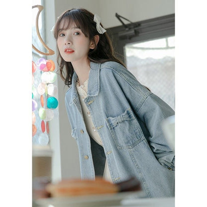 今季マストバイ ファッション ルーズ デニムジャケット<ins-6545>