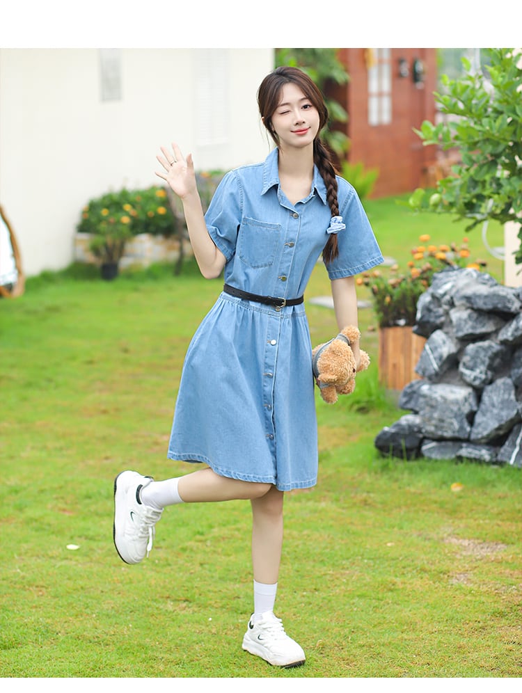 超人気 今季マストバイ カジュアル デニム ワンピース<ins-8332>