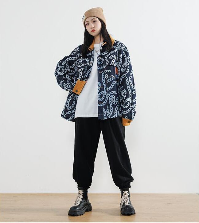 絶対流行 絶対欲しい デザイン性抜群 切り替え デニム ジャケットゆったりコートE-9945