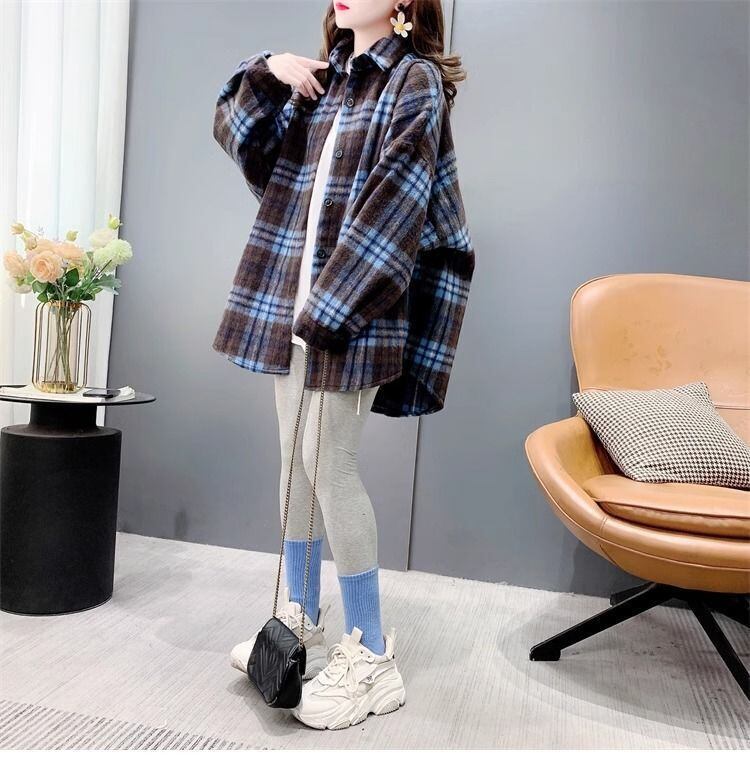 超人気 スタイルアップ 毎日着たい！ チェック柄 2色選択 シャツ E-9648