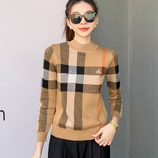 スタイルアップ 海外トレンド 形が綺麗 2色選択 ニットトップスE-9797