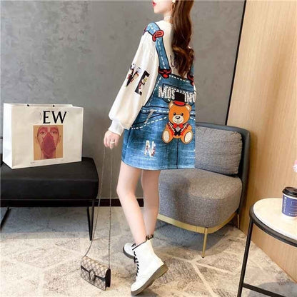 着心地抜群 女性力を高める ラウンドネック カートゥーンプリント スウェット パーカーiEf-2923