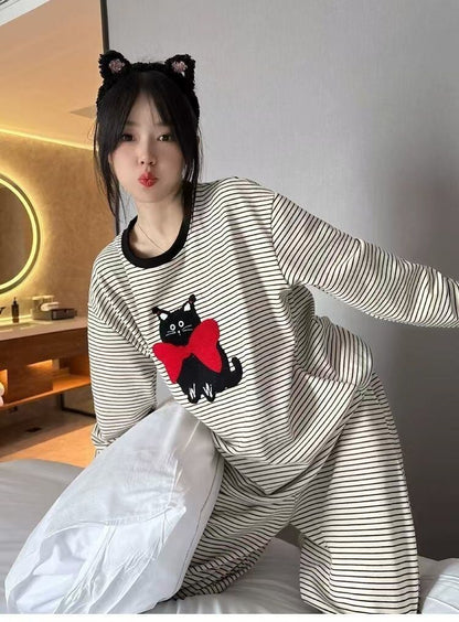 柔らかくて優しい印象 2種選択 着心地良い トップス+パンツセット パジャマE-10906