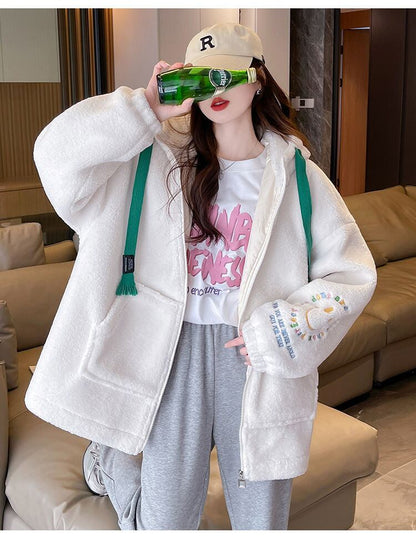 売り切れ必至 カジュアル 定番シンプル 2色選択 ラムフリース コート ボアジャケットE-9805