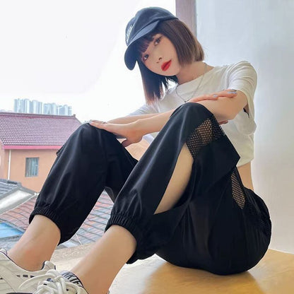 絶対欲しい ファッション カジュアル 速乾 メッシュ 涼しい 極薄 スポーツパンツE-6704