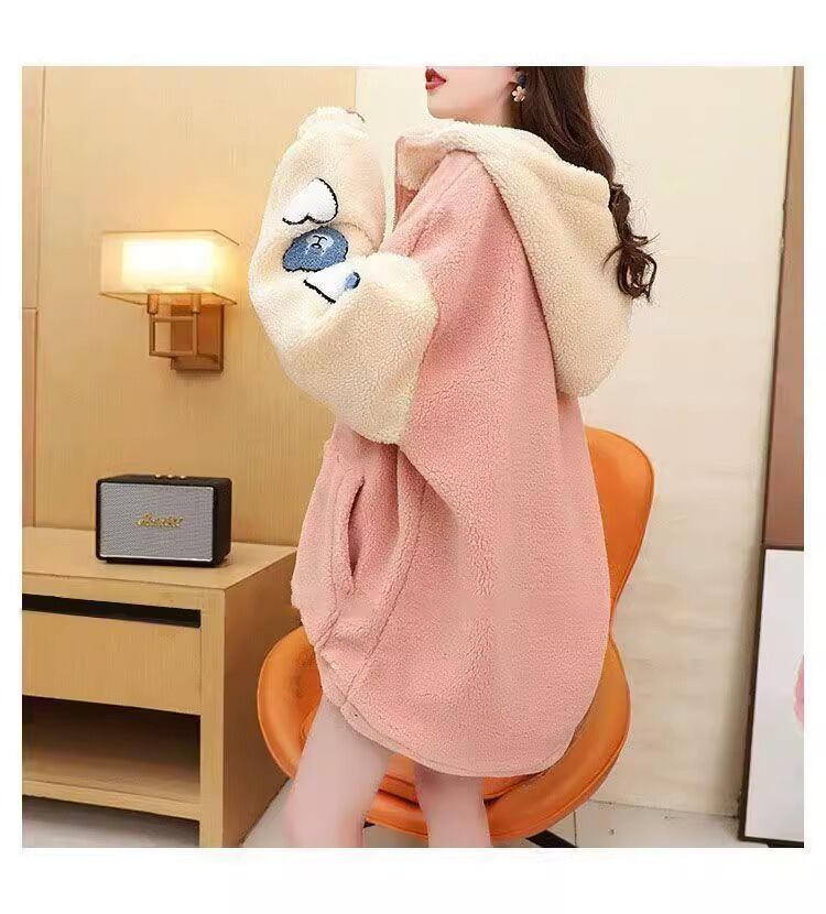 売り切れ必至 カジュアル 快適トップス 刺繍 切り替え 2色選択 ラムフリース コート ボアジャケットE-9766