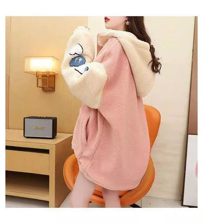 売り切れ必至 カジュアル 快適トップス 刺繍 切り替え 2色選択 ラムフリース コート ボアジャケットE-9766