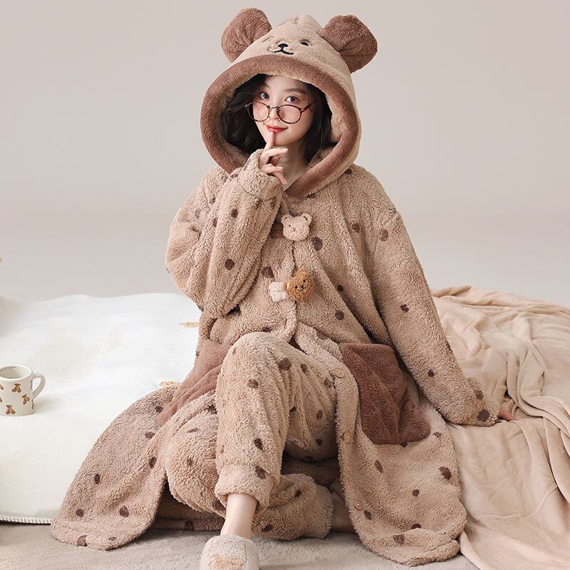 絶対欲しい コーラルベルベットパジャマ女性冬プラスベルベットと厚みのある 肌触り抜群 パジャマE-9826