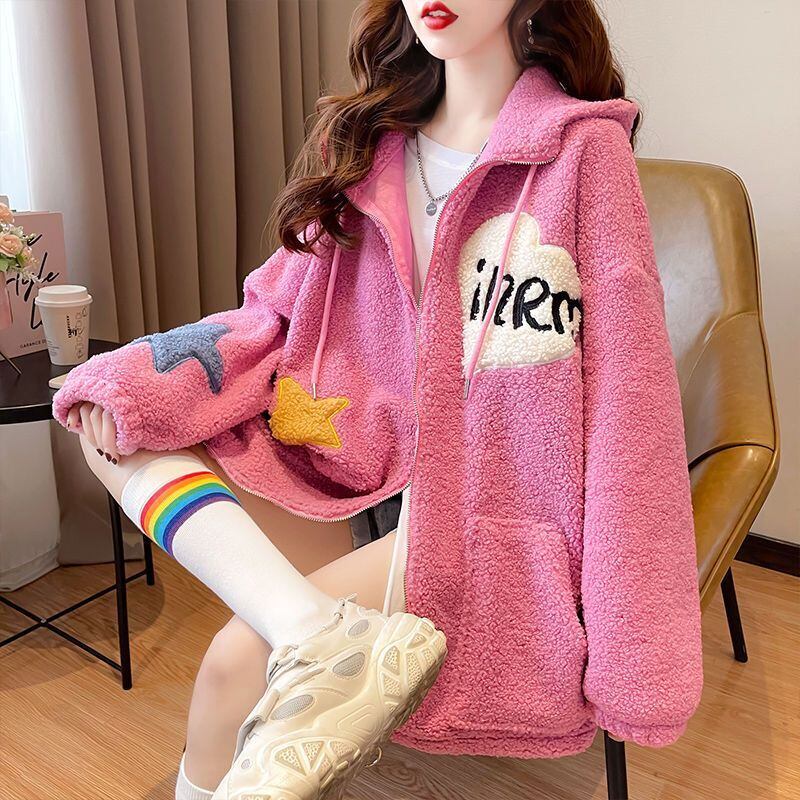 流行新作 美人度アップ 目を奪われる カジュアル 3色選択 ラムフリース コート ボアジャケットE-9792