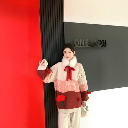 人気爆発中 トレンドアイテム 存在感抜群 大人可愛い カラーマッチング 2色選択ニットトップスE-10584