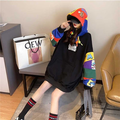 【半額！期間限定！！】(裏起毛あり)ファッション キュート 個性派 長袖 スウェット パーカー トップスE-2160