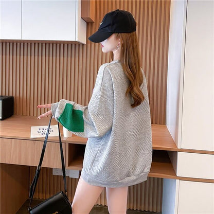 存在感たっぷり  切り替えカラーマッチング 三色スウェットE-4055