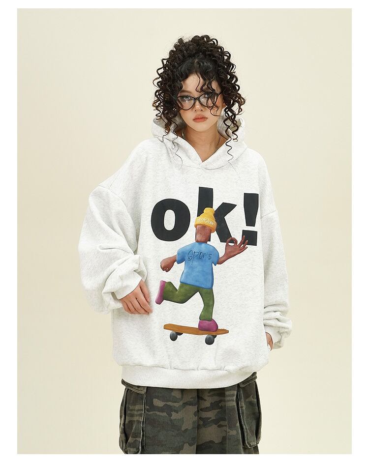 【裏起毛】都市ファッショ デザイン オシャレ ファッション感満々 カジュアル プリント2色選択 パーカーE-10612