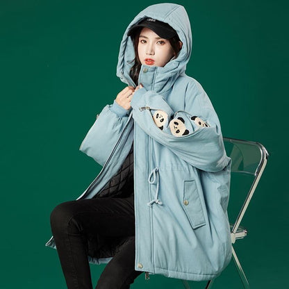 ユニセックス暖かいパンダプリントダウンジャケット  3色 E-5760