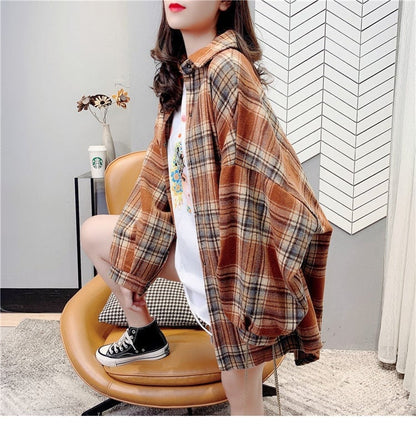 売り切れ必至 カジュアル 柔らかくて優しい印象 チェック柄 3色選択 シャツ E-9689