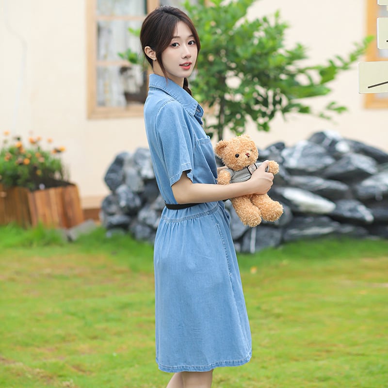 超人気 今季マストバイ カジュアル デニム ワンピース<ins-8332>