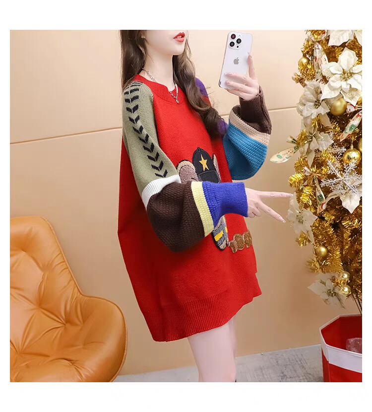 個性的なデザイン 2色選択 リラックス感のある カジュアル ニットE-10302