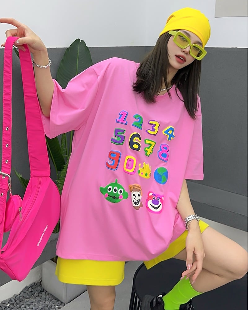 売り切れ必至 個性派 プリント三色 ゆったり 半袖Tシャツ ＜ins-8462＞