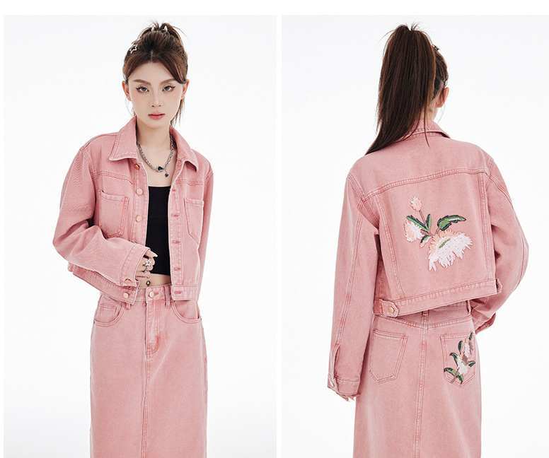 カジュアル 長袖 定番シンプル ジャケット＋スカート セットアップ E-10943