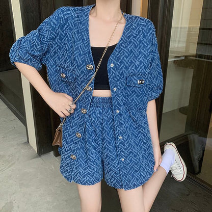 レトロ ジャケット＋ショートパンツ 高級感溢れる セットアップE-6718