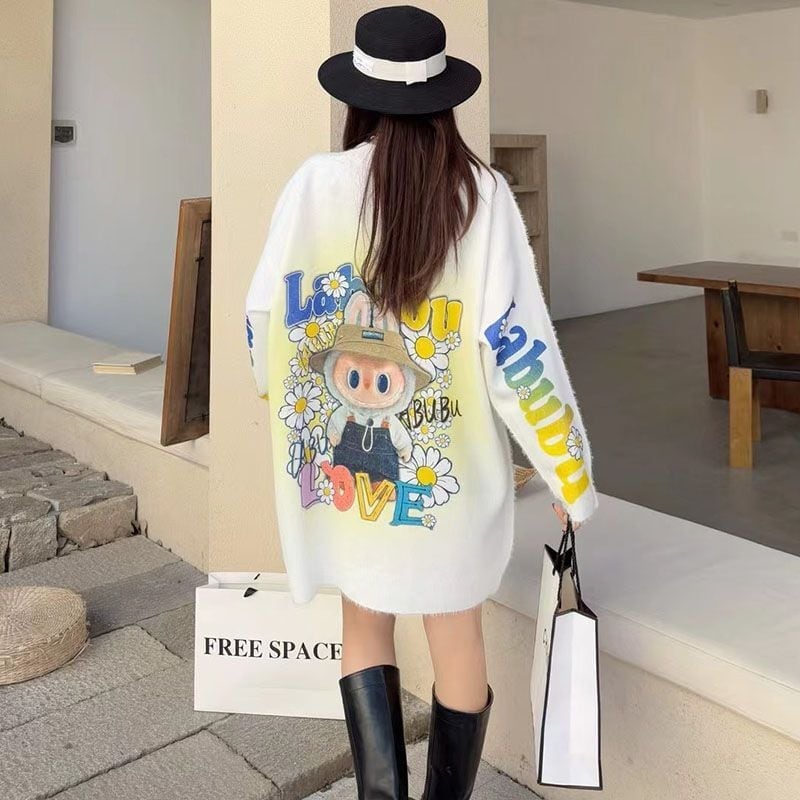 大人可愛い プラスベルベット デザイン性抜群 ニットE-10306