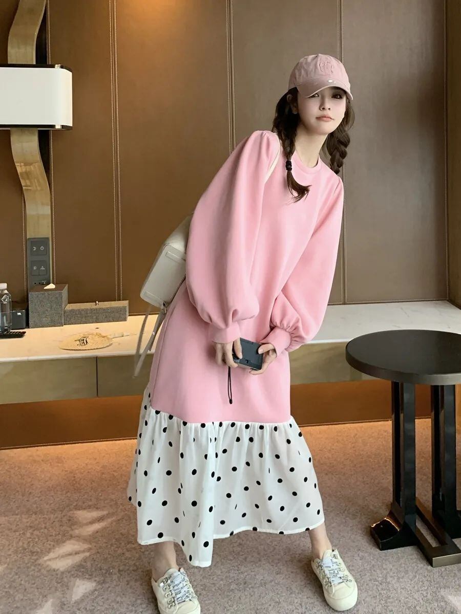 【半額！期間限定！！】超人気 オシャレ 都市ファッショ デザイン ファッション感満々 切り替え ワンピースE-9700