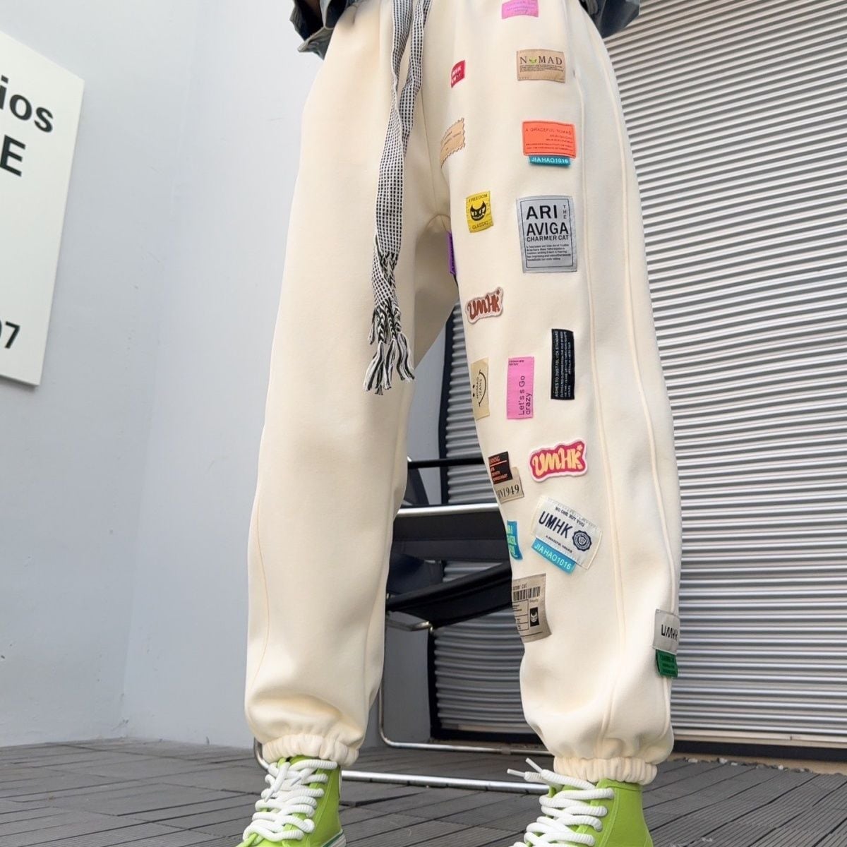 着?せロゴ裏起毛ジョガーパンツ4色あり   E-4449