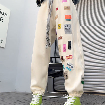 着?せロゴ裏起毛ジョガーパンツ4色あり   E-4449