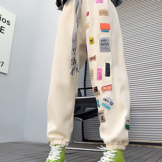 着?せロゴ裏起毛ジョガーパンツ4色あり   E-4449